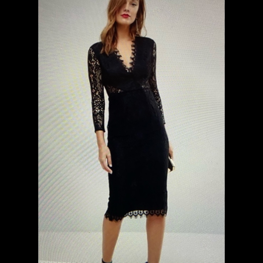 NWT~ASOS Stunning Black Sexy Sheer Back Lace Midi Pencil Dress